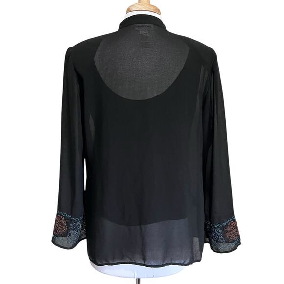 Studio I Women's 10 Vtg Y2k Embroidered Blouse Tank 2pc Set Fairy Goth - Picture 3 of 7